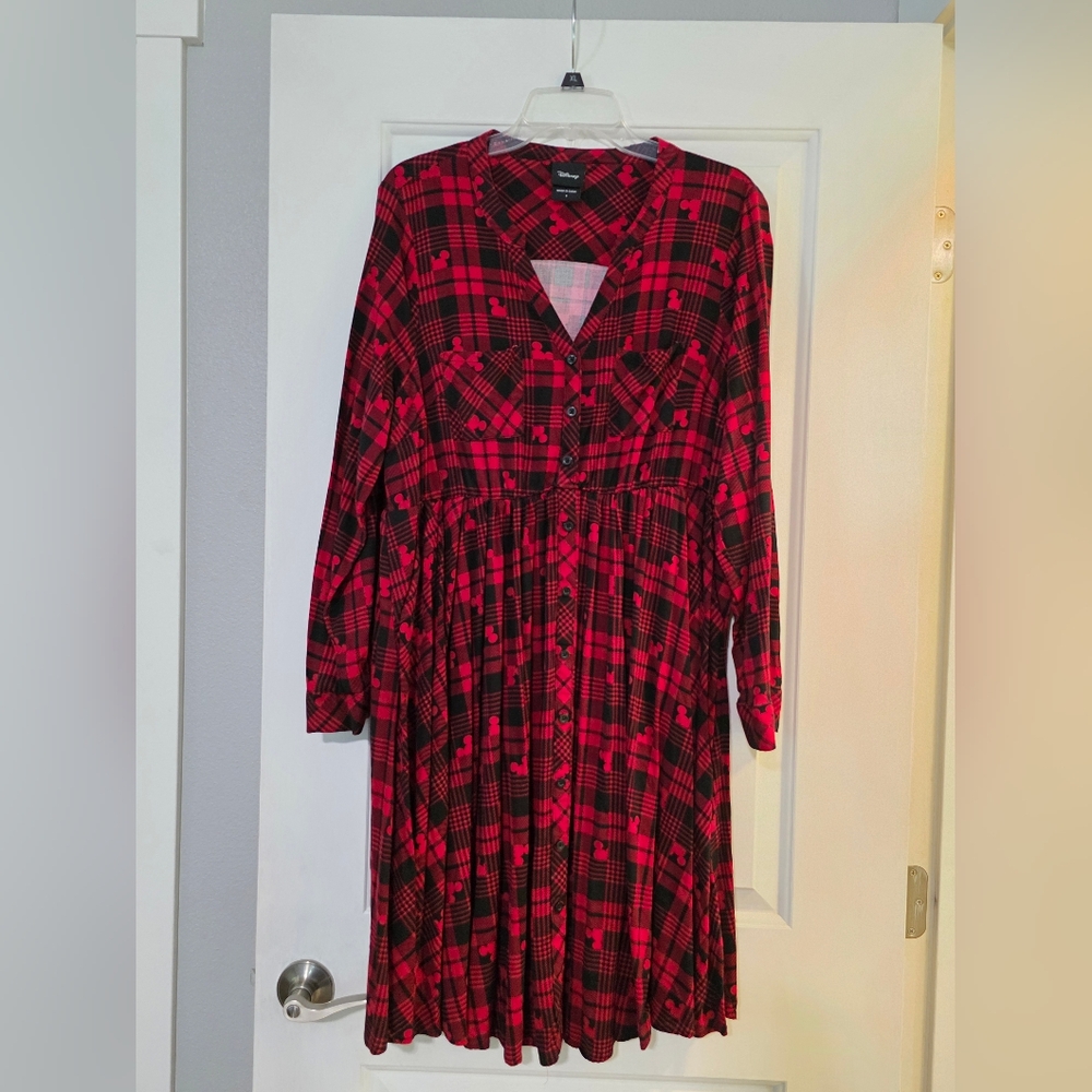Disney Mickey Red and Black Plaid Dress